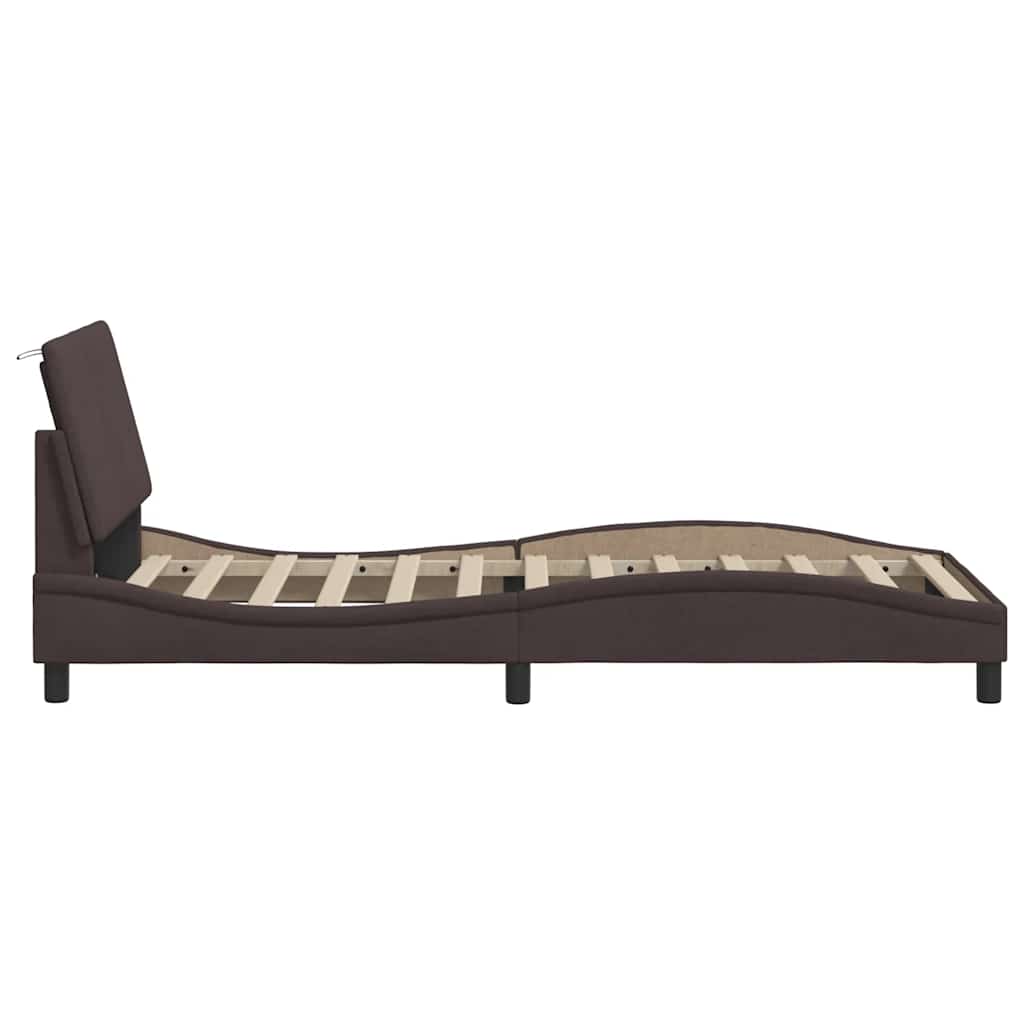 Bedframe zonder matras "Hanko" 90x200 cm stof donkerbruin is nu te koop bij PeponiXL, paradijselijk wonen!