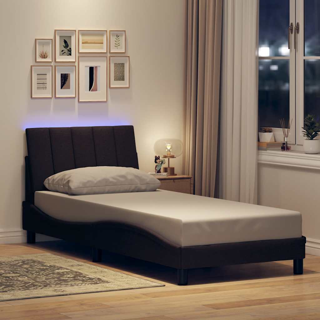Bedframe zonder matras "Hanko" 90x200 cm stof donkerbruin is nu te koop bij PeponiXL, paradijselijk wonen!