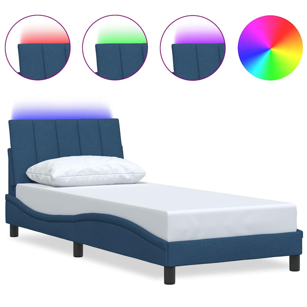 Bedframe zonder matras "Hanko" 90x200 cm stof blauw is nu te koop bij PeponiXL, paradijselijk wonen!