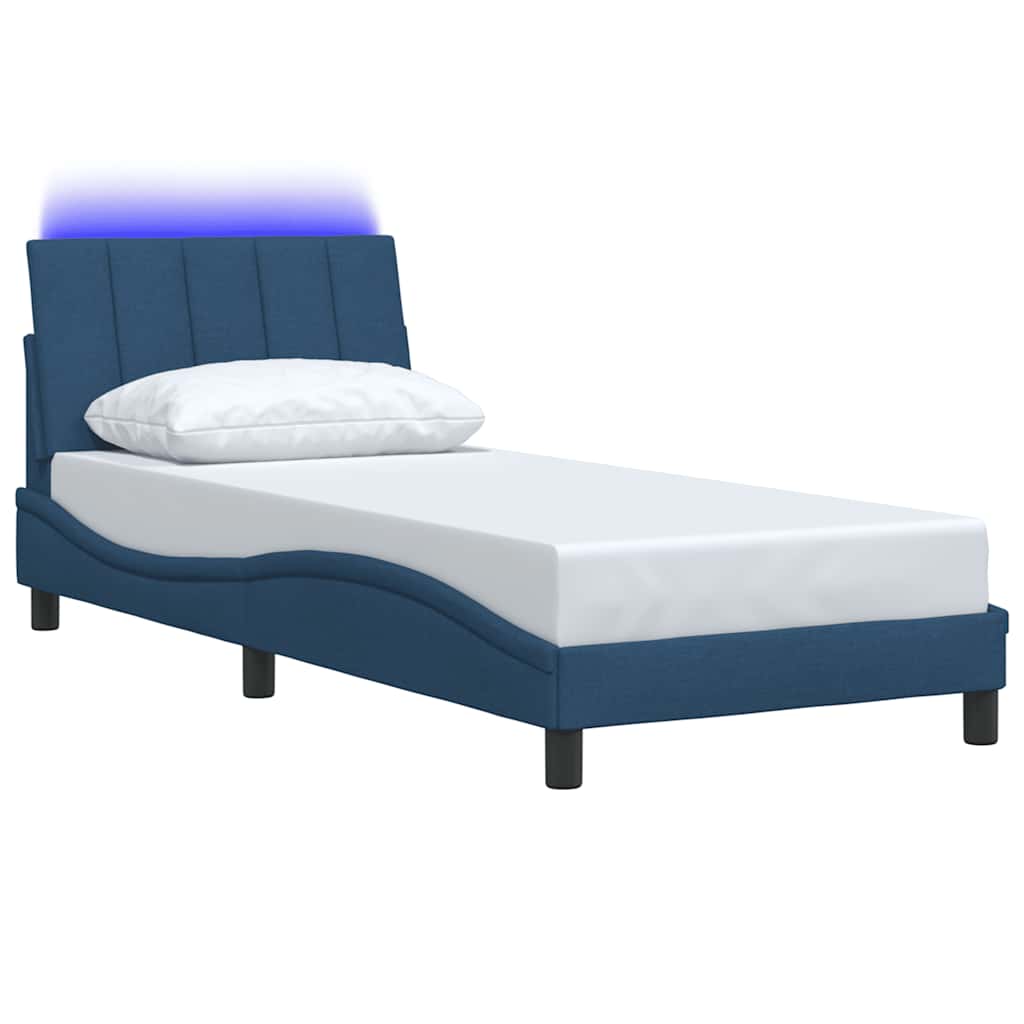Bedframe zonder matras "Hanko" 90x200 cm stof blauw is nu te koop bij PeponiXL, paradijselijk wonen!