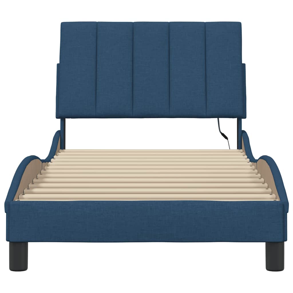 Bedframe zonder matras "Hanko" 90x200 cm stof blauw is nu te koop bij PeponiXL, paradijselijk wonen!
