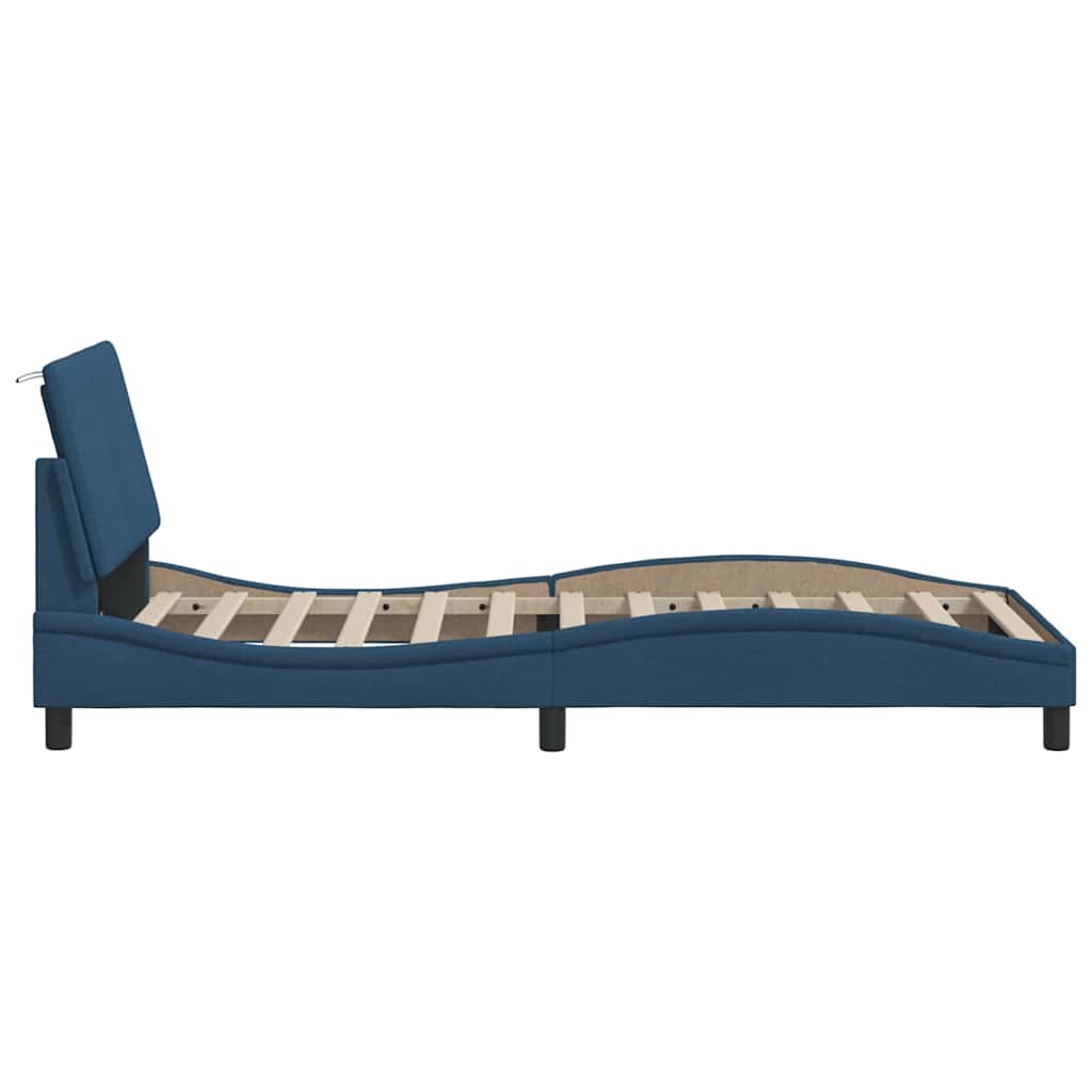 Bedframe zonder matras "Hanko" 90x200 cm stof blauw is nu te koop bij PeponiXL, paradijselijk wonen!