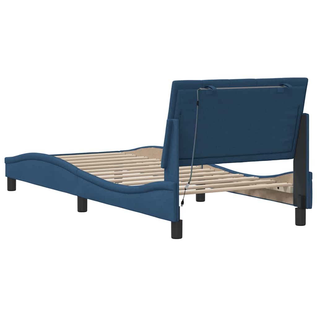 Bedframe zonder matras "Hanko" 90x200 cm stof blauw is nu te koop bij PeponiXL, paradijselijk wonen!