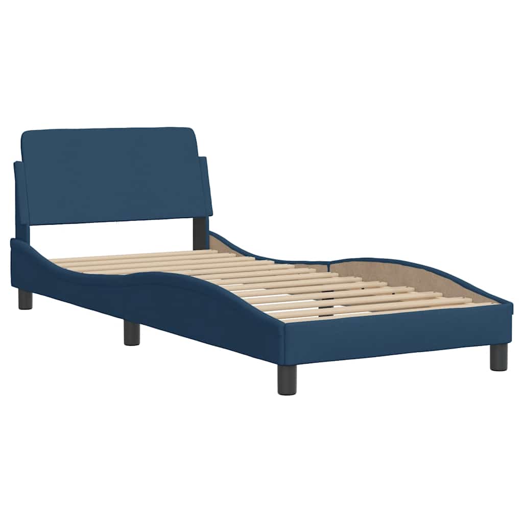 Bedframe zonder matras "Hanko" 90x200 cm stof blauw is nu te koop bij PeponiXL, paradijselijk wonen!
