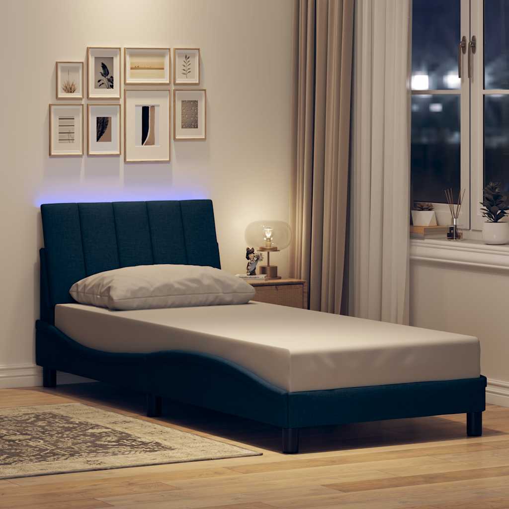 Bedframe zonder matras "Hanko" 90x200 cm stof blauw is nu te koop bij PeponiXL, paradijselijk wonen!