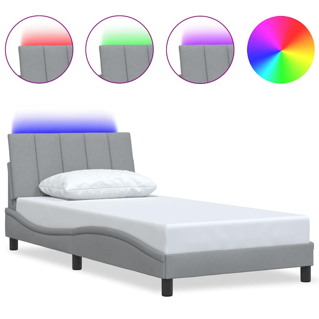 Bedframe zonder matras "Hanko" 100x200 cm stof lichtgrijs is nu te koop bij PeponiXL, paradijselijk wonen!