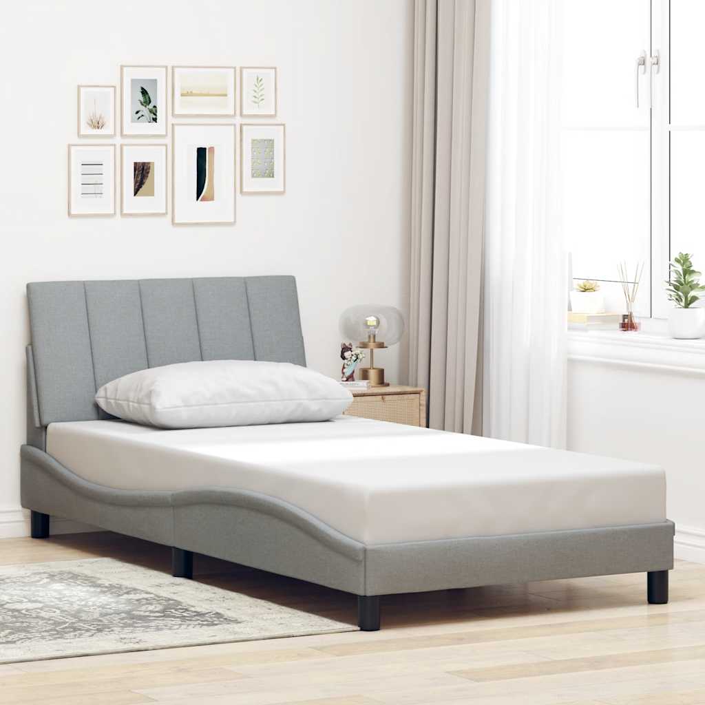 Bedframe zonder matras "Hanko" 100x200 cm stof lichtgrijs is nu te koop bij PeponiXL, paradijselijk wonen!