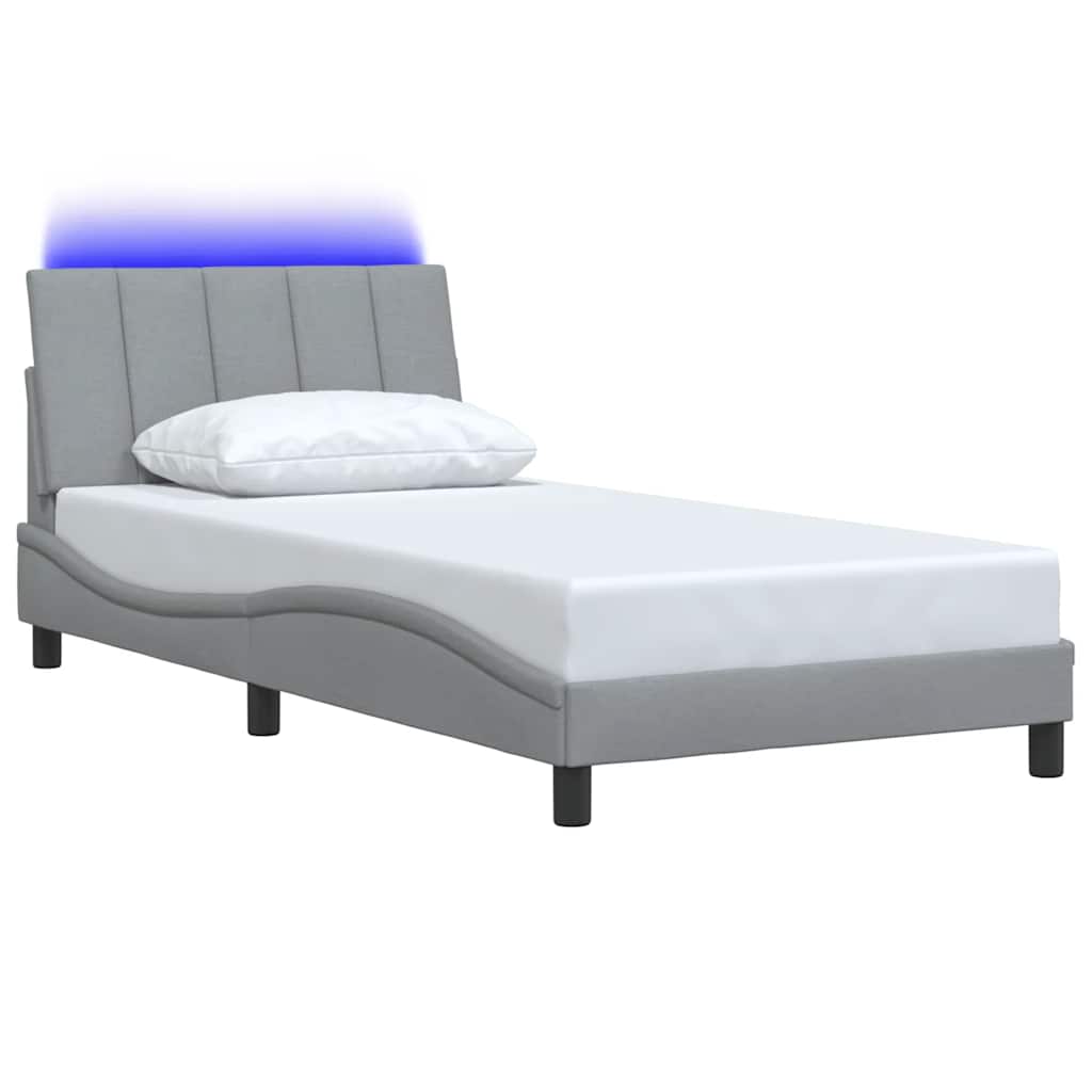 Bedframe zonder matras "Hanko" 100x200 cm stof lichtgrijs is nu te koop bij PeponiXL, paradijselijk wonen!