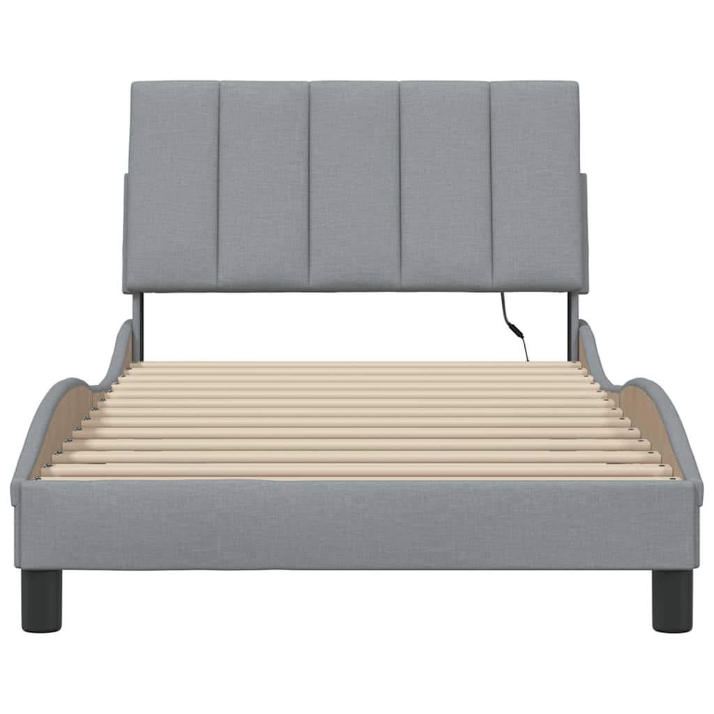 Bedframe zonder matras "Hanko" 100x200 cm stof lichtgrijs is nu te koop bij PeponiXL, paradijselijk wonen!