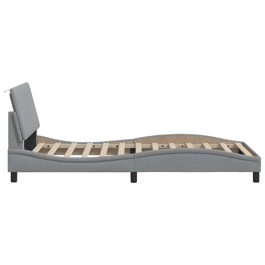 Bedframe zonder matras "Hanko" 100x200 cm stof lichtgrijs is nu te koop bij PeponiXL, paradijselijk wonen!