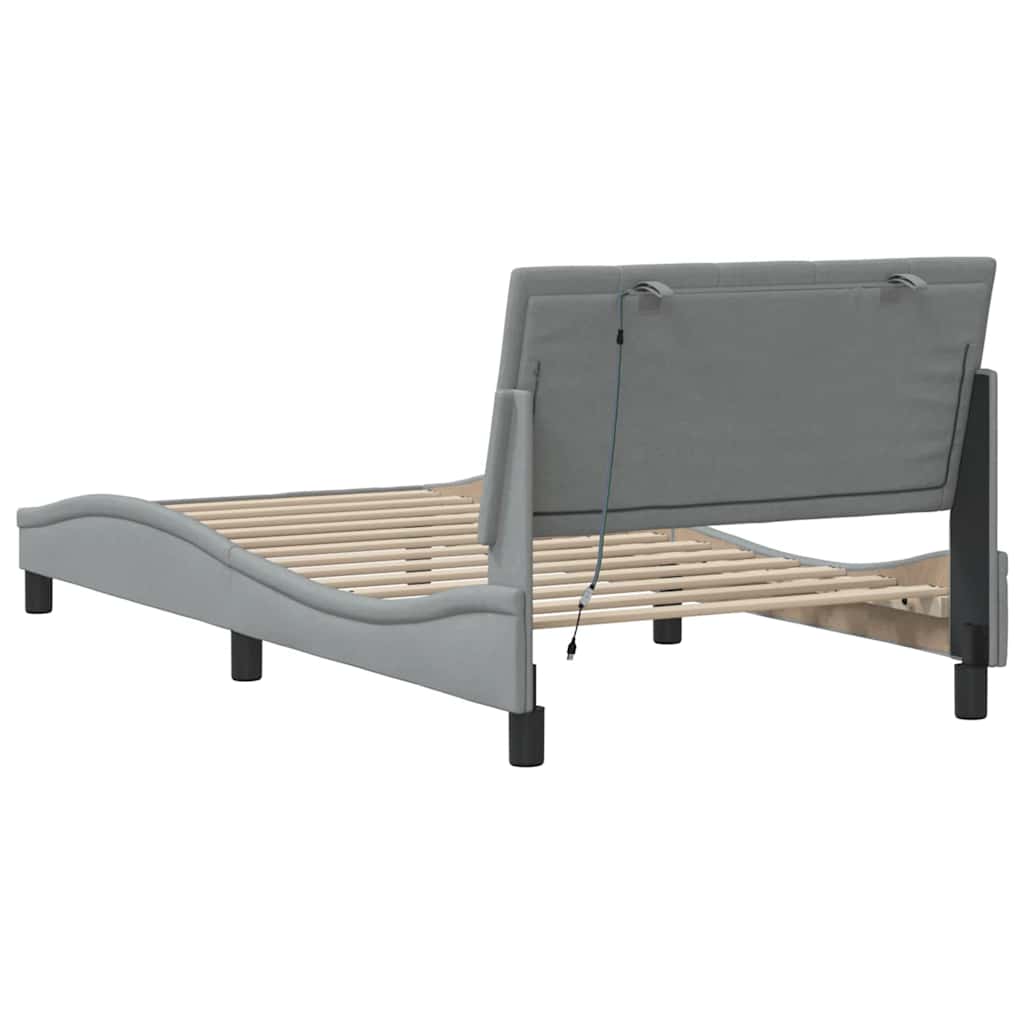 Bedframe zonder matras "Hanko" 100x200 cm stof lichtgrijs is nu te koop bij PeponiXL, paradijselijk wonen!