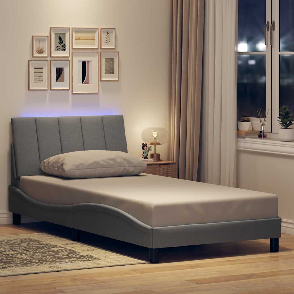 Bedframe zonder matras "Hanko" 100x200 cm stof lichtgrijs is nu te koop bij PeponiXL, paradijselijk wonen!