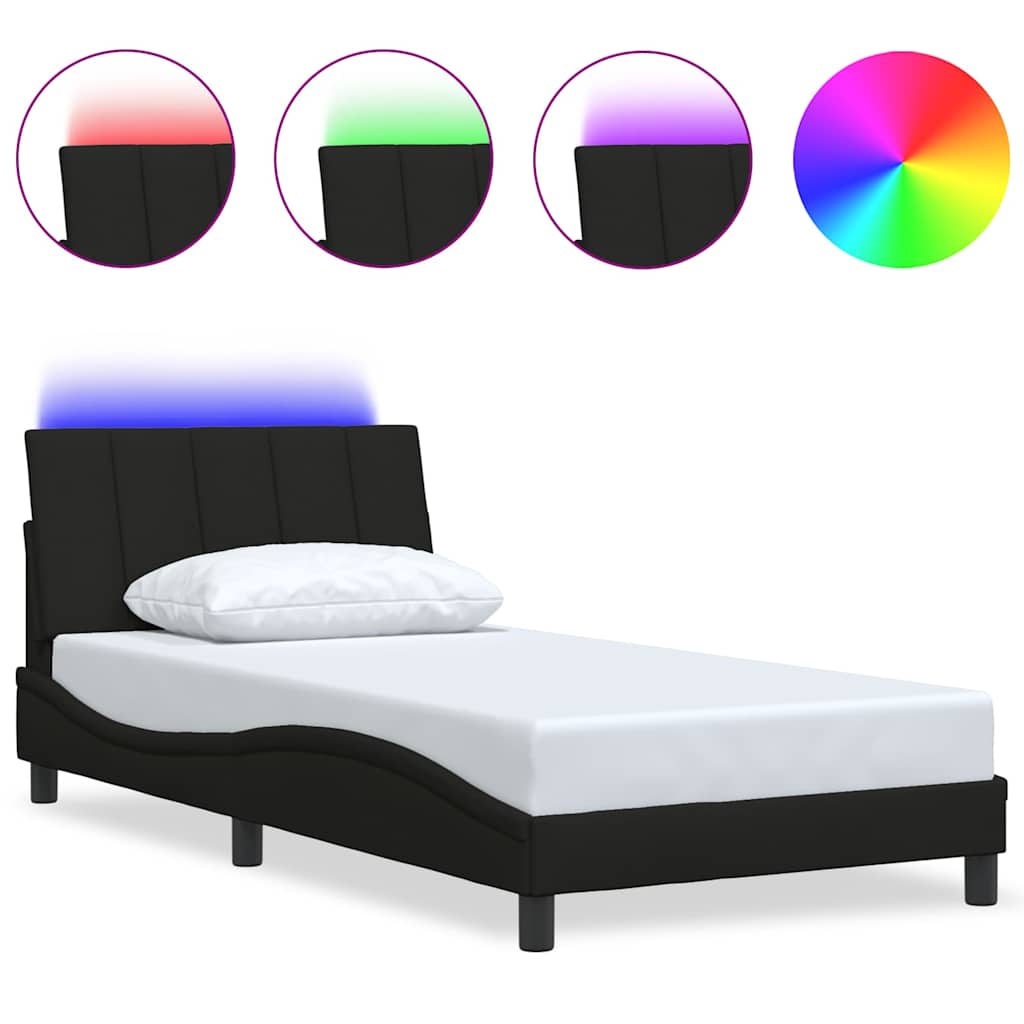 Bedframe zonder matras "Hanko" 100x200 cm stof zwart is nu te koop bij PeponiXL, paradijselijk wonen!