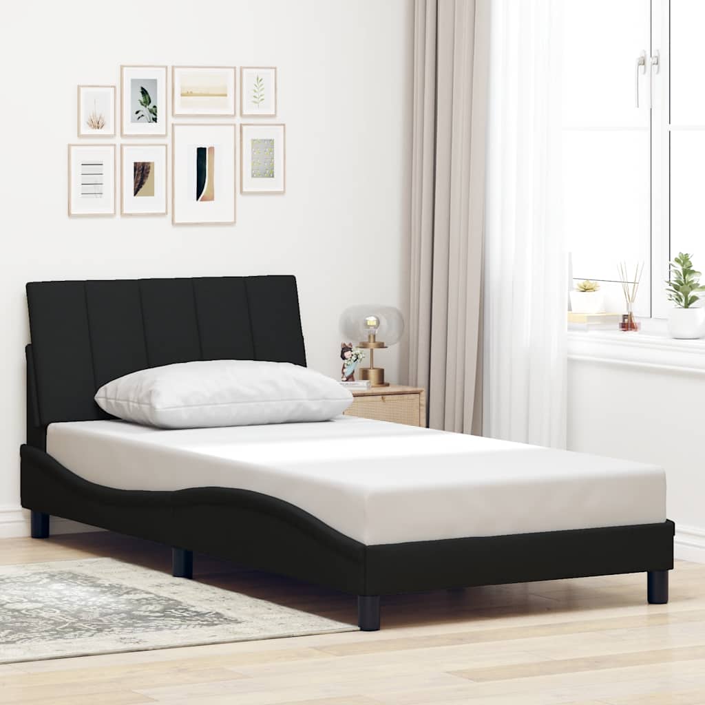 Bedframe zonder matras "Hanko" 100x200 cm stof zwart is nu te koop bij PeponiXL, paradijselijk wonen!
