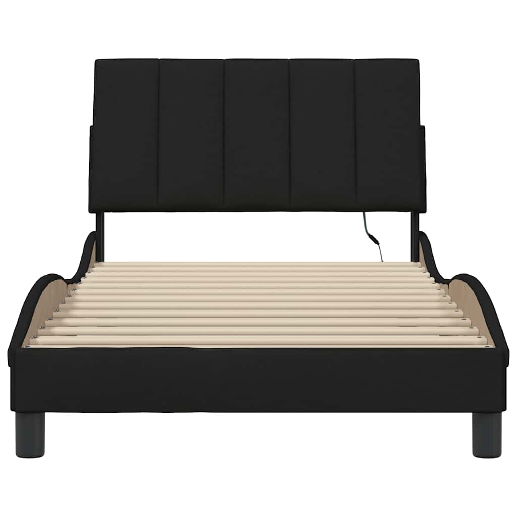 Bedframe zonder matras "Hanko" 100x200 cm stof zwart is nu te koop bij PeponiXL, paradijselijk wonen!