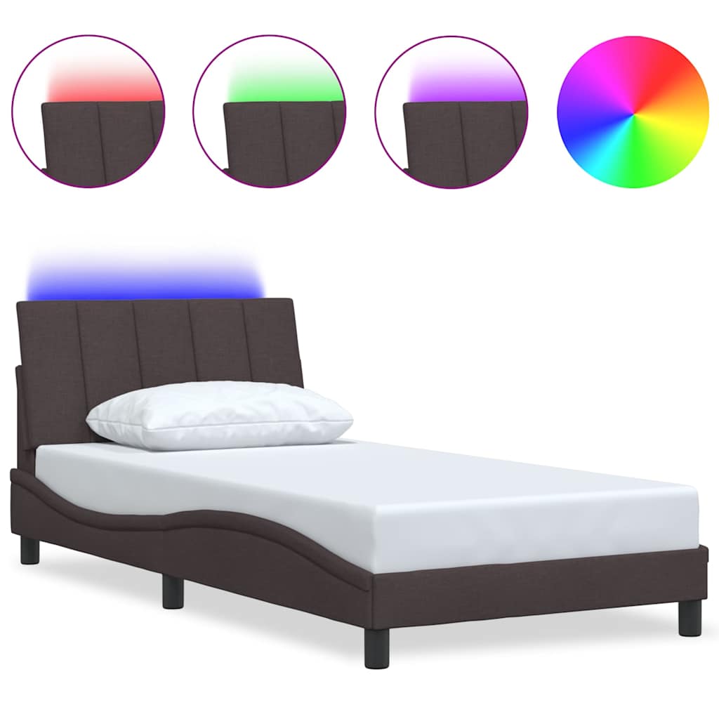 Bedframe zonder matras "Hanko" 100x200 cm stof donkerbruin is nu te koop bij PeponiXL, paradijselijk wonen!
