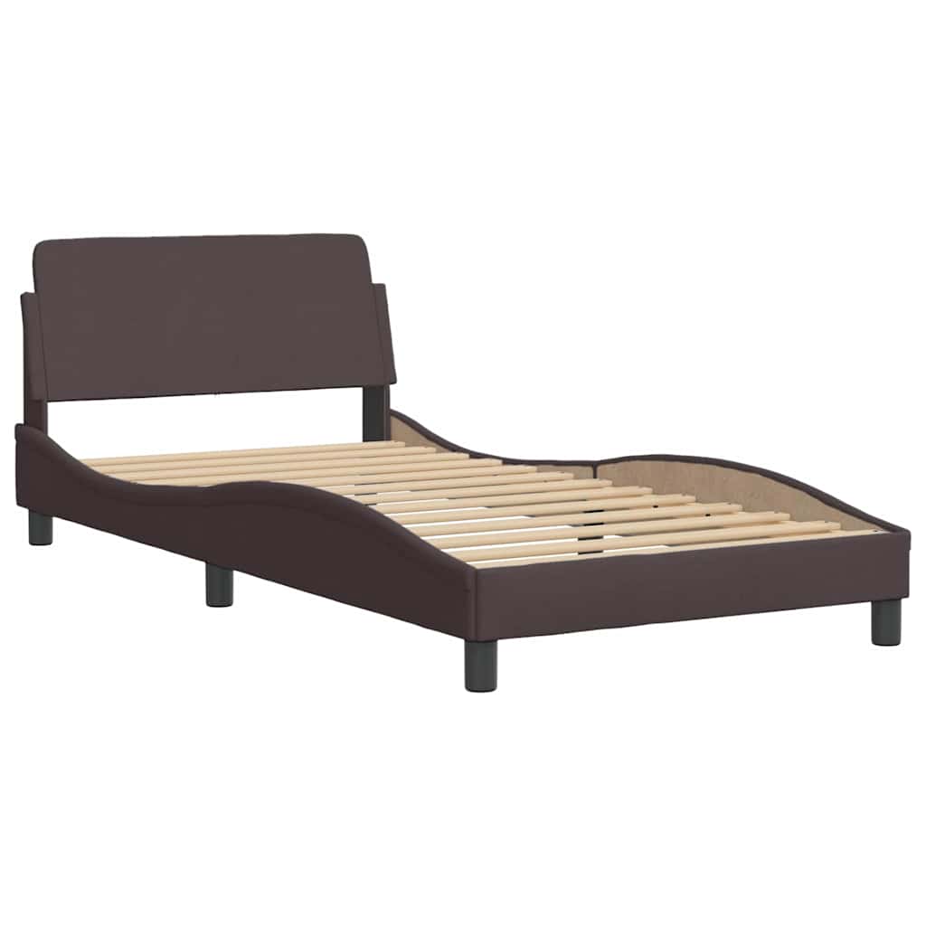 Bedframe zonder matras "Hanko" 100x200 cm stof donkerbruin is nu te koop bij PeponiXL, paradijselijk wonen!