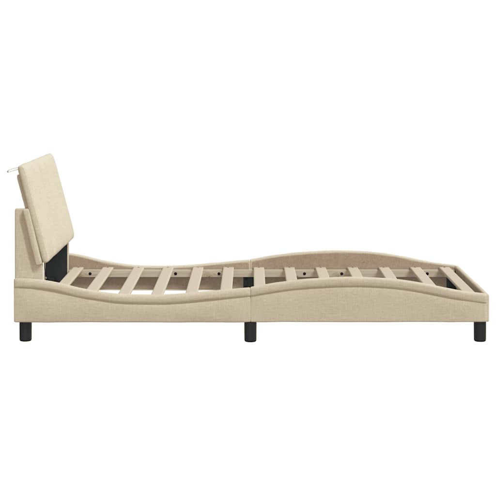 Bedframe zonder matras "Hanko" 100x200 cm stof crèmekleurig is nu te koop bij PeponiXL, paradijselijk wonen!