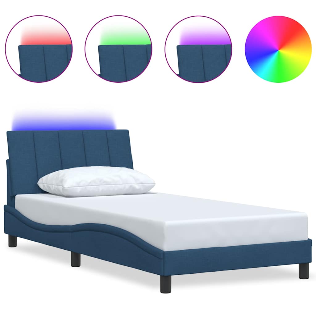 Bedframe zonder matras "Hanko" 100x200 cm stof blauw is nu te koop bij PeponiXL, paradijselijk wonen!