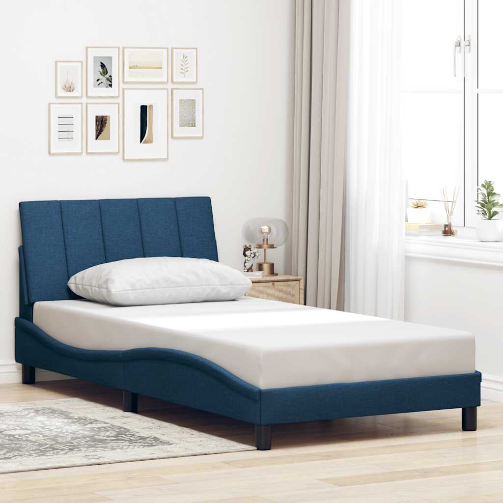 Bedframe zonder matras "Hanko" 100x200 cm stof blauw is nu te koop bij PeponiXL, paradijselijk wonen!