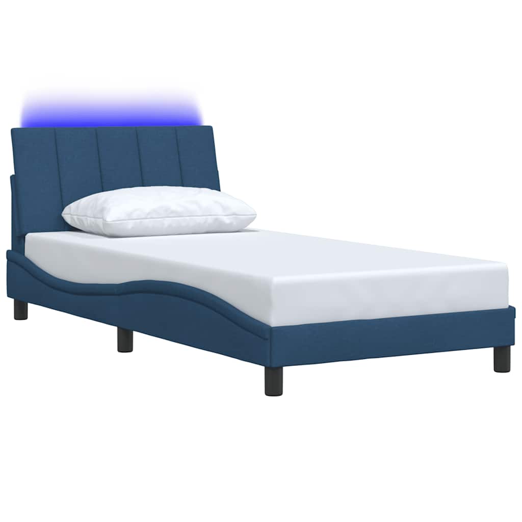 Bedframe zonder matras "Hanko" 100x200 cm stof blauw is nu te koop bij PeponiXL, paradijselijk wonen!
