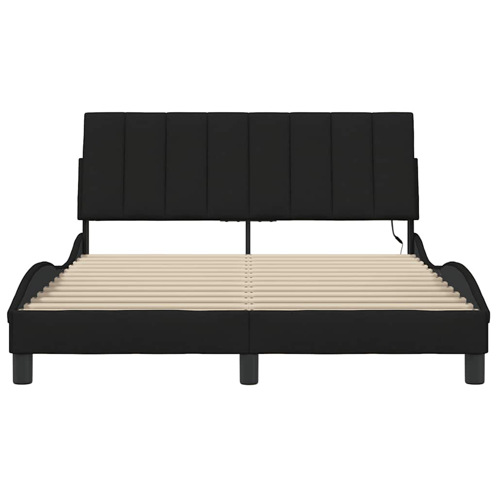 Bedframe zonder matras "Hanko" 120x200 cm stof zwart is nu te koop bij PeponiXL, paradijselijk wonen!