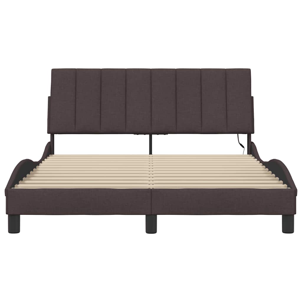 Bedframe zonder matras "Hanko" 120x200 cm stof donkerbruin is nu te koop bij PeponiXL, paradijselijk wonen!