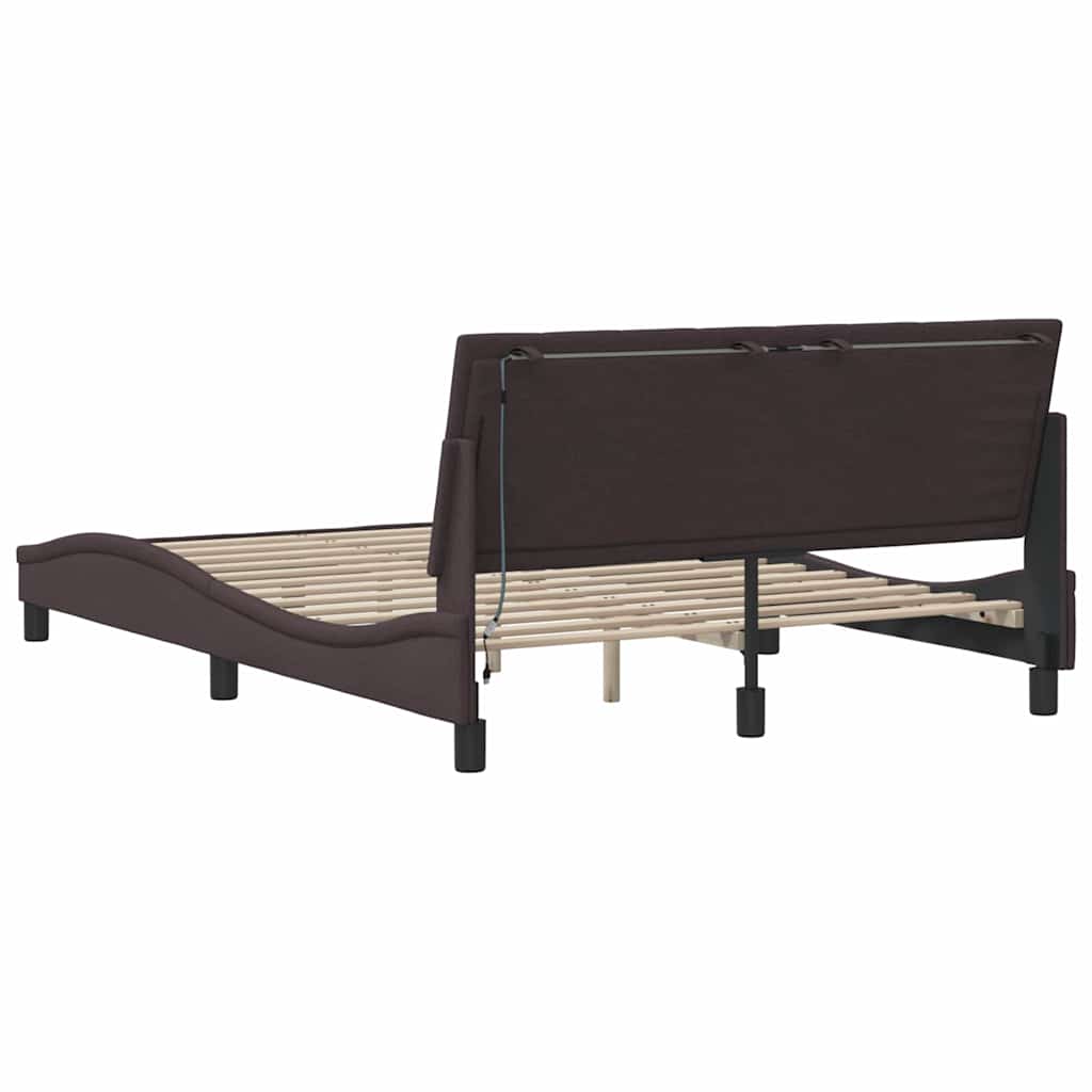 Bedframe zonder matras "Hanko" 120x200 cm stof donkerbruin is nu te koop bij PeponiXL, paradijselijk wonen!