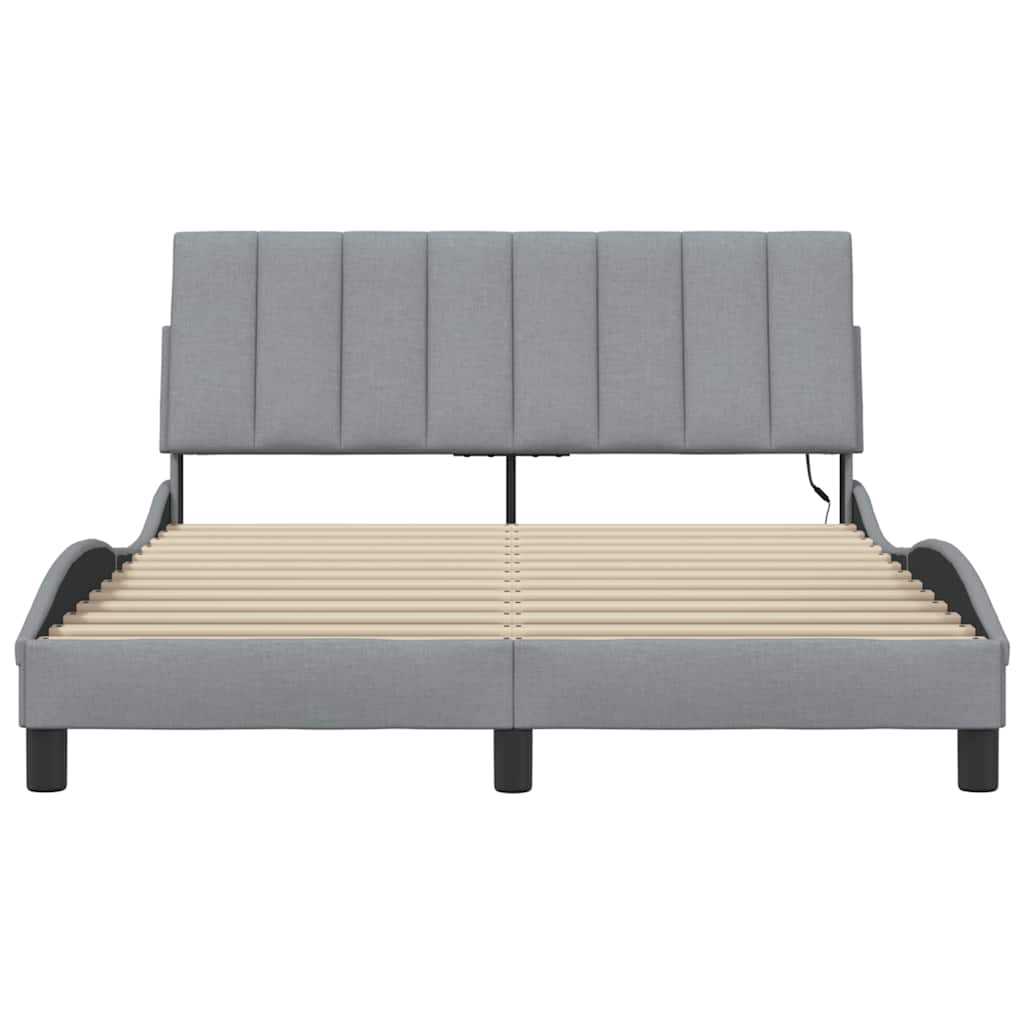 Bedframe zonder matras "Hanko" stof lichtgrijs 140x190 cm is nu te koop bij PeponiXL, paradijselijk wonen!