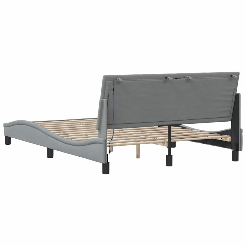 Bedframe zonder matras "Hanko" stof lichtgrijs 140x190 cm is nu te koop bij PeponiXL, paradijselijk wonen!