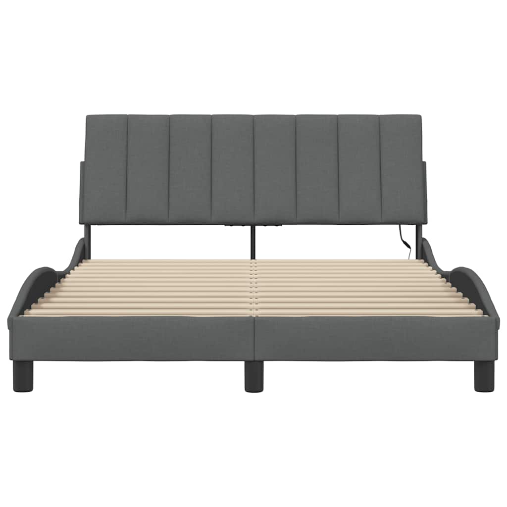 Bedframe zonder matras "Hanko" stof donkergrijs 140x190 cm is nu te koop bij PeponiXL, paradijselijk wonen!