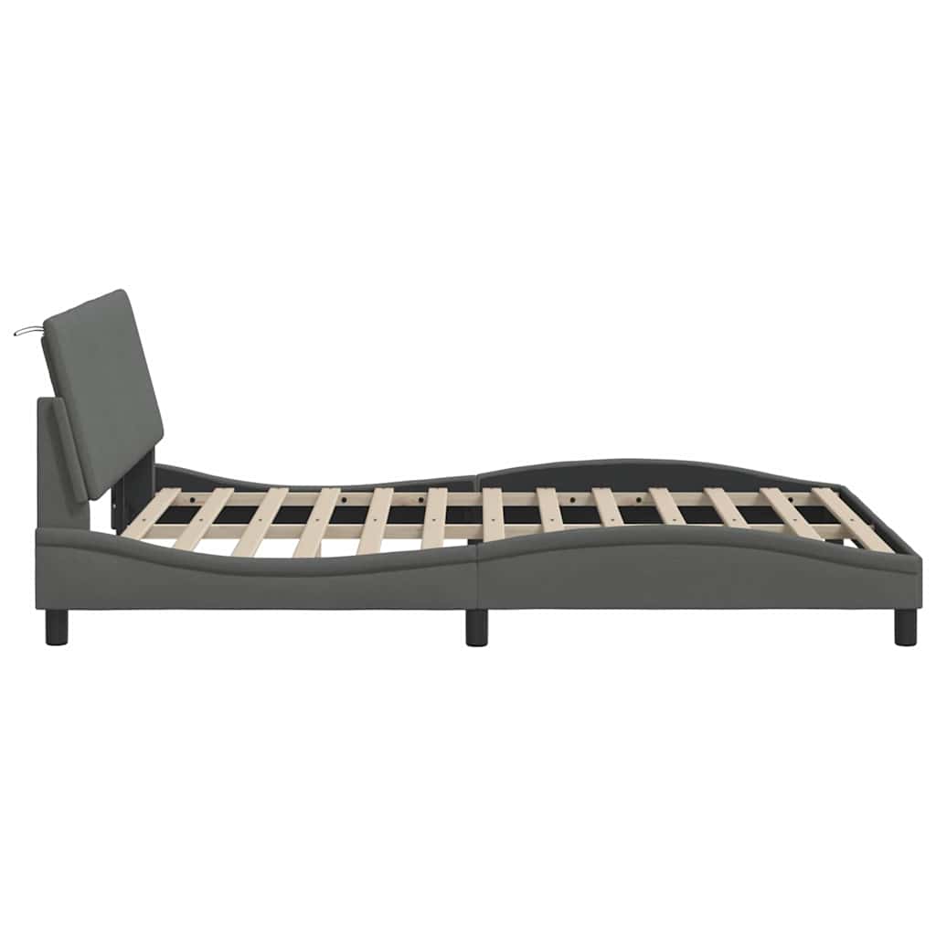 Bedframe zonder matras "Hanko" stof donkergrijs 140x190 cm is nu te koop bij PeponiXL, paradijselijk wonen!