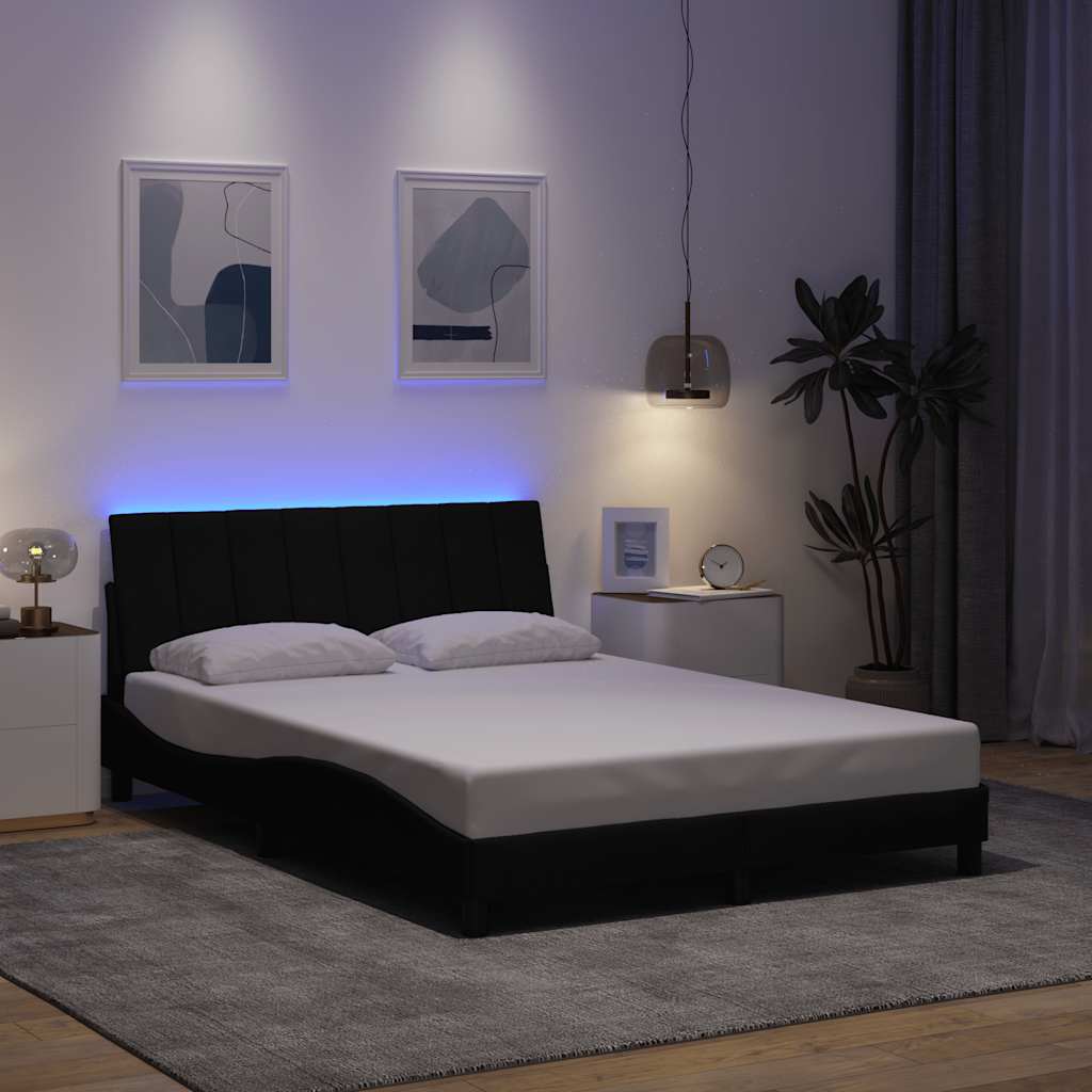 Bedframe zonder matras "Hanko" stof zwart 140x190 cm is nu te koop bij PeponiXL, paradijselijk wonen!