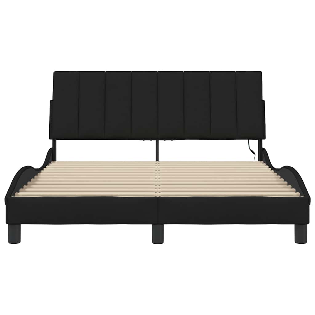 Bedframe zonder matras "Hanko" stof zwart 140x190 cm is nu te koop bij PeponiXL, paradijselijk wonen!