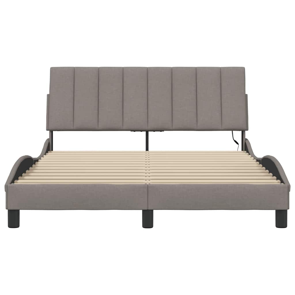 Bedframe zonder matras "Hanko" stof taupe 140x190 cm is nu te koop bij PeponiXL, paradijselijk wonen!