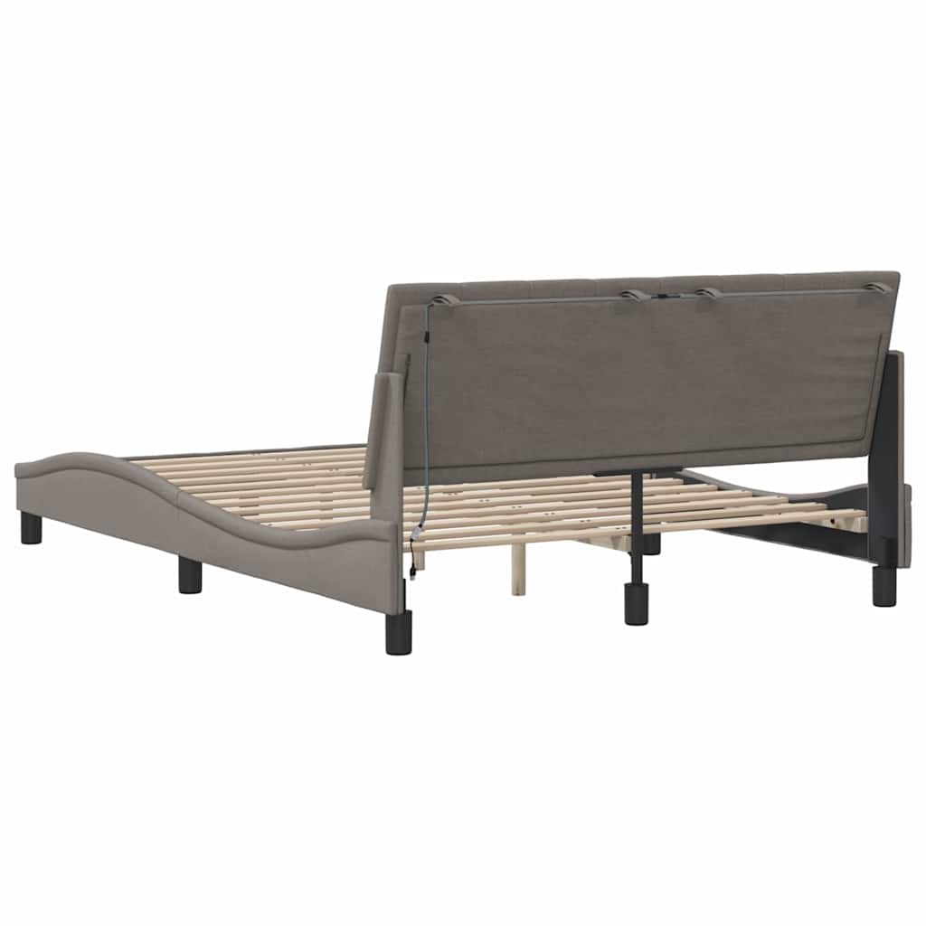 Bedframe zonder matras "Hanko" stof taupe 140x190 cm is nu te koop bij PeponiXL, paradijselijk wonen!