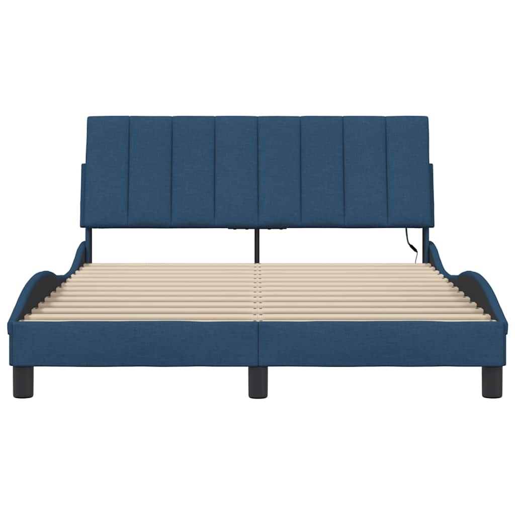 Bedframe zonder matras "Hanko" stof blauw 140x190 cm is nu te koop bij PeponiXL, paradijselijk wonen!