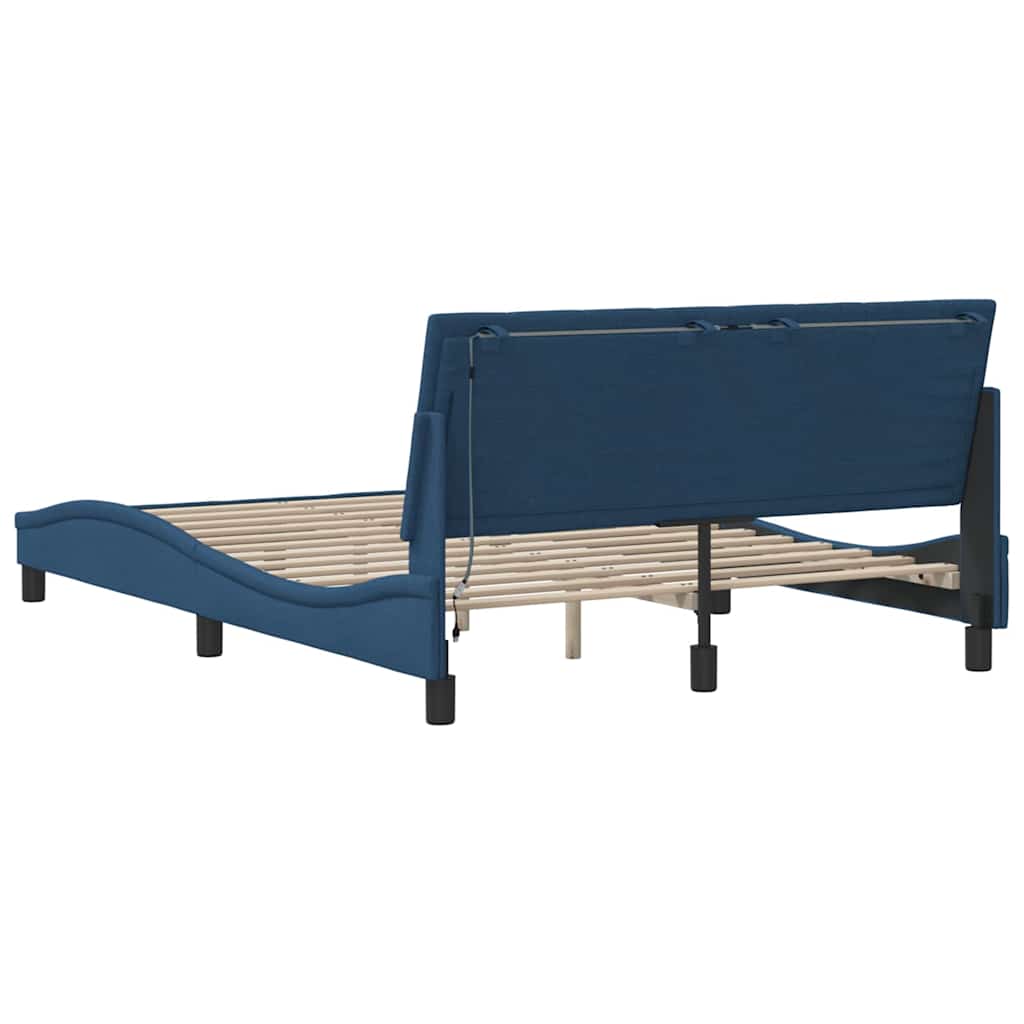 Bedframe zonder matras "Hanko" stof blauw 140x190 cm is nu te koop bij PeponiXL, paradijselijk wonen!