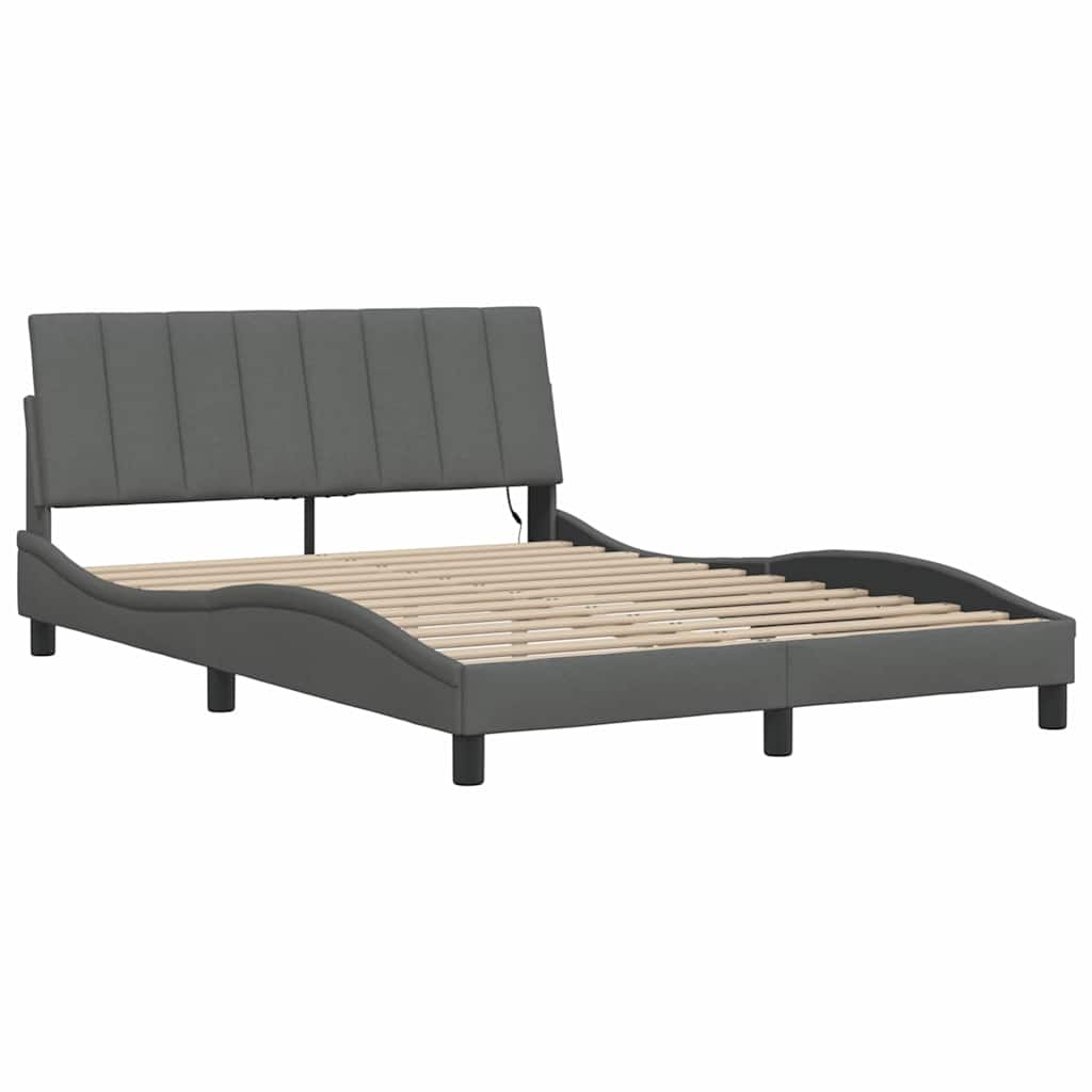 Bedframe zonder matras "Hanko" stof donkergrijs 140x200 cm is nu te koop bij PeponiXL, paradijselijk wonen!