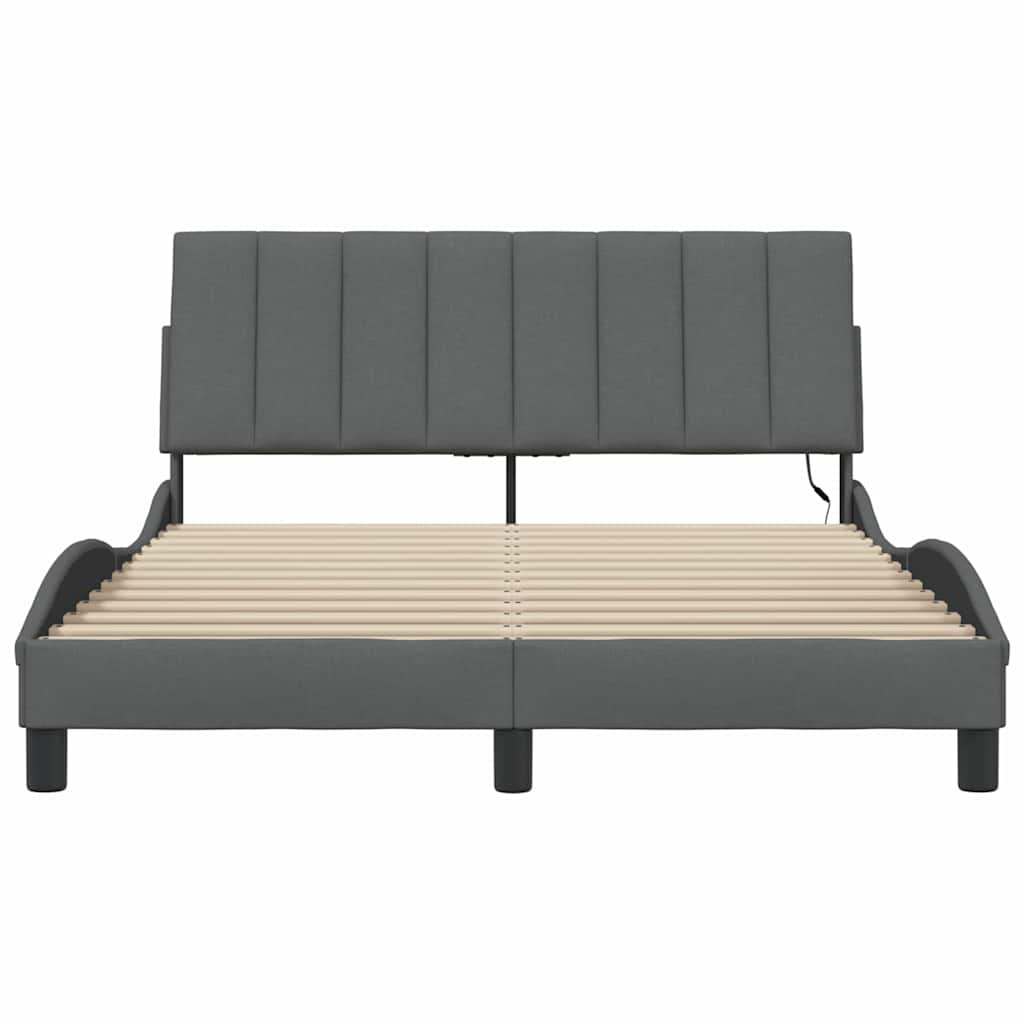 Bedframe zonder matras "Hanko" stof donkergrijs 140x200 cm is nu te koop bij PeponiXL, paradijselijk wonen!