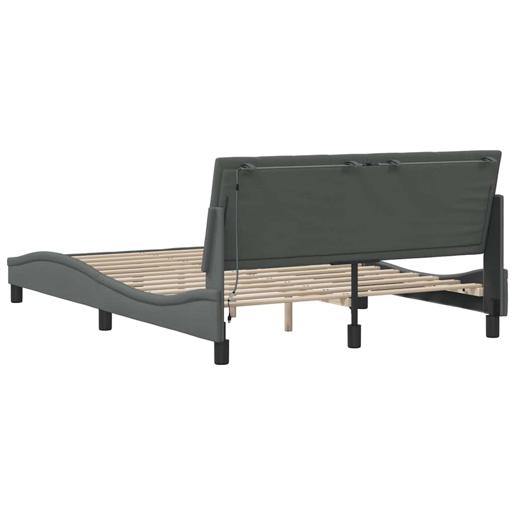 Bedframe zonder matras "Hanko" stof donkergrijs 140x200 cm is nu te koop bij PeponiXL, paradijselijk wonen!