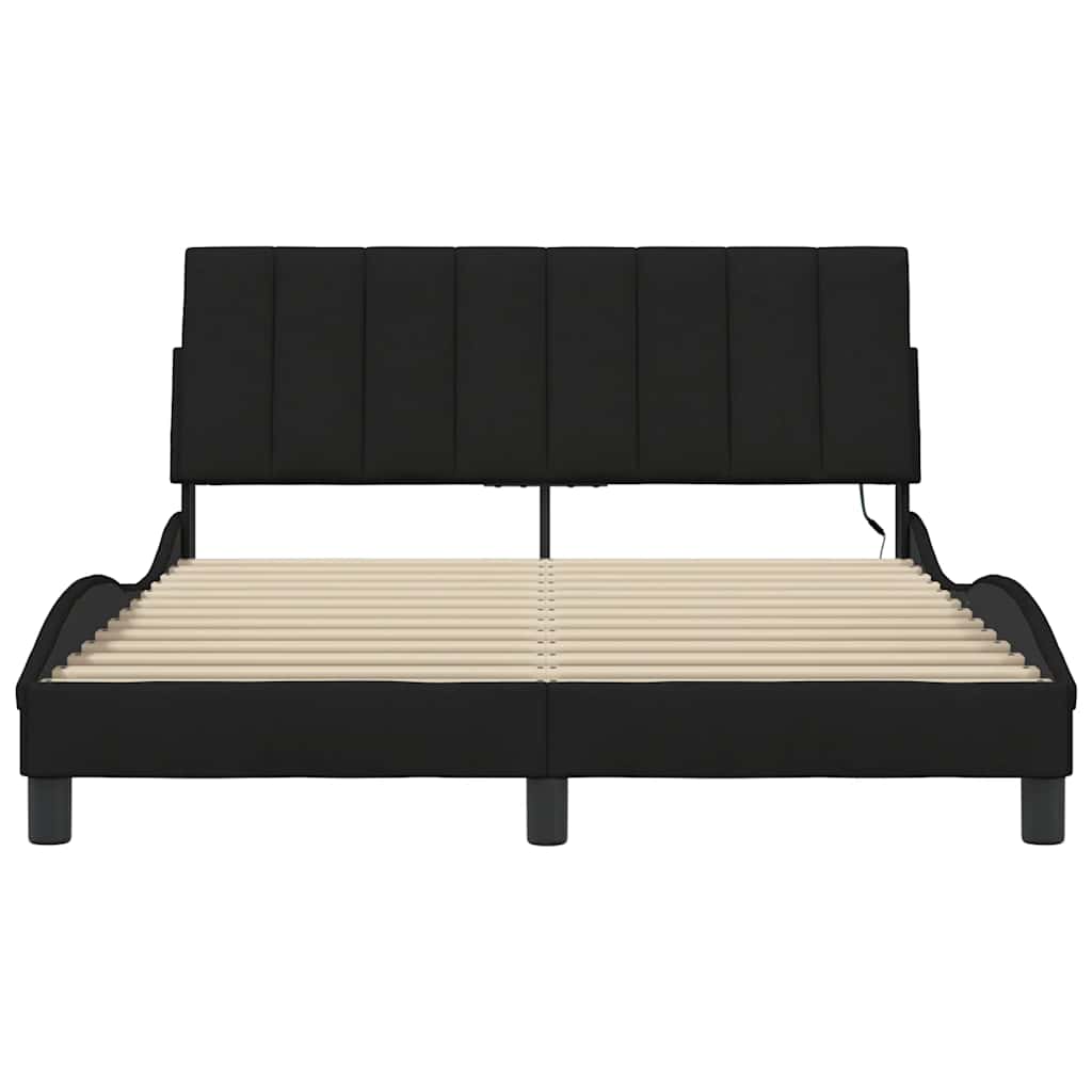 Bedframe zonder matras "Hanko" stof zwart 140x200 cm is nu te koop bij PeponiXL, paradijselijk wonen!