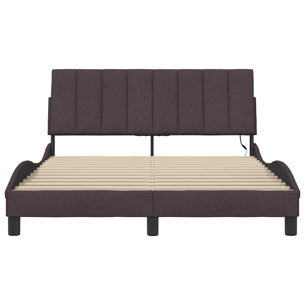 Bedframe zonder matras "Hanko" stof donkerbruin 140x200 cm