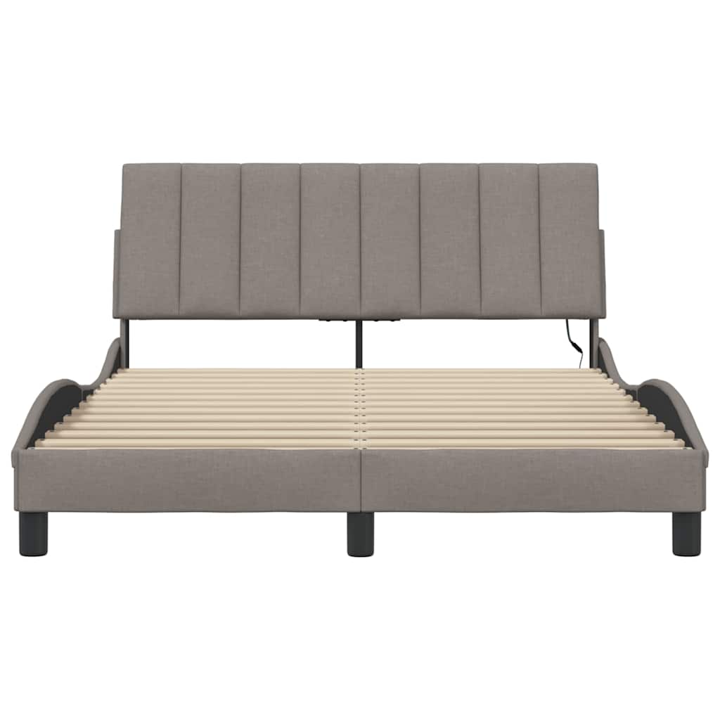 Bedframe zonder matras "Hanko" stof taupe 140x200 cm is nu te koop bij PeponiXL, paradijselijk wonen!