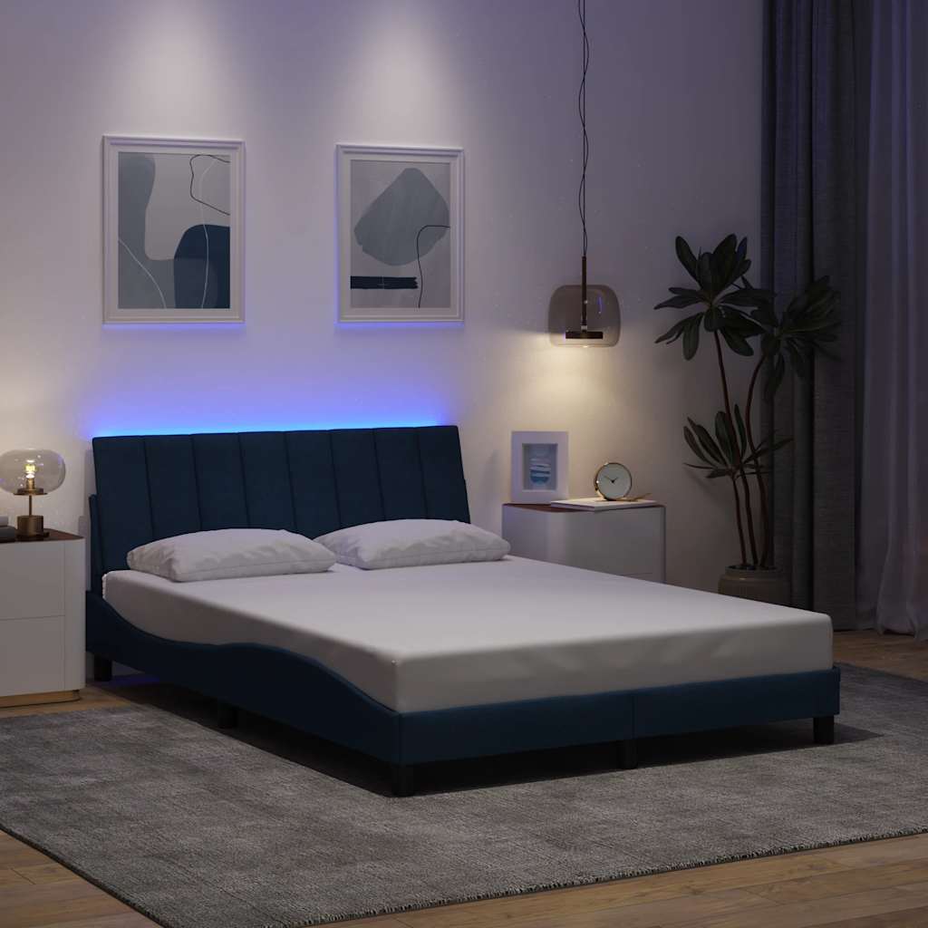 Bedframe zonder matras "Hanko" stof blauw 140x200 cm is nu te koop bij PeponiXL, paradijselijk wonen!