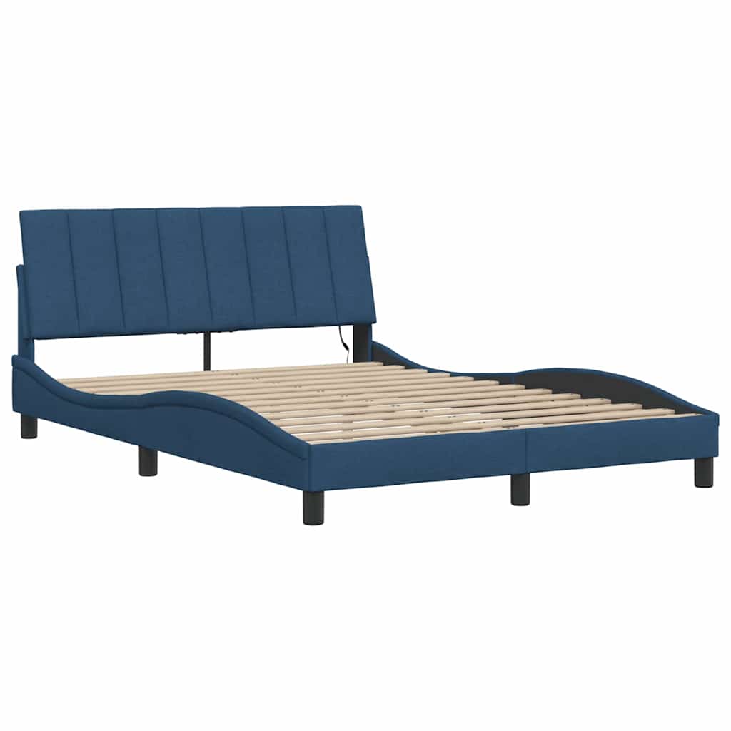Bedframe zonder matras "Hanko" stof blauw 140x200 cm is nu te koop bij PeponiXL, paradijselijk wonen!