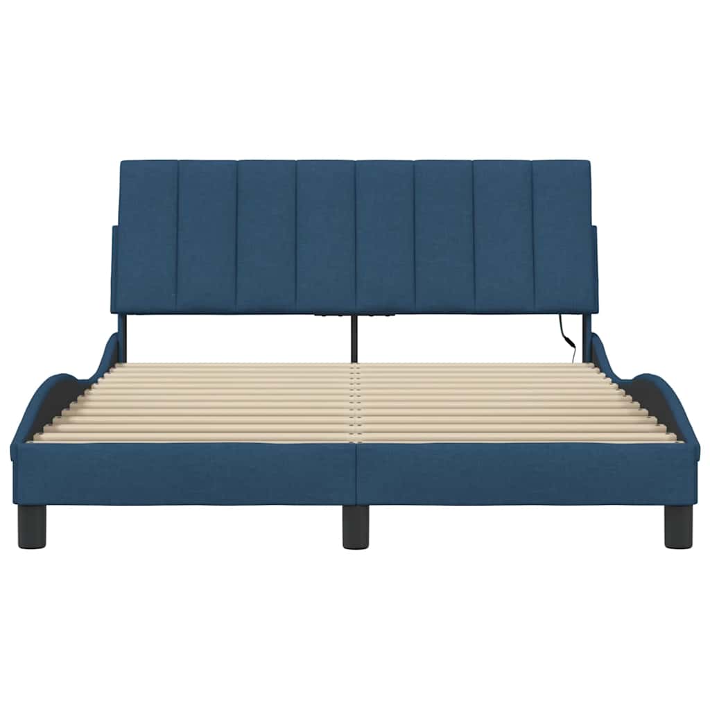 Bedframe zonder matras "Hanko" stof blauw 140x200 cm is nu te koop bij PeponiXL, paradijselijk wonen!