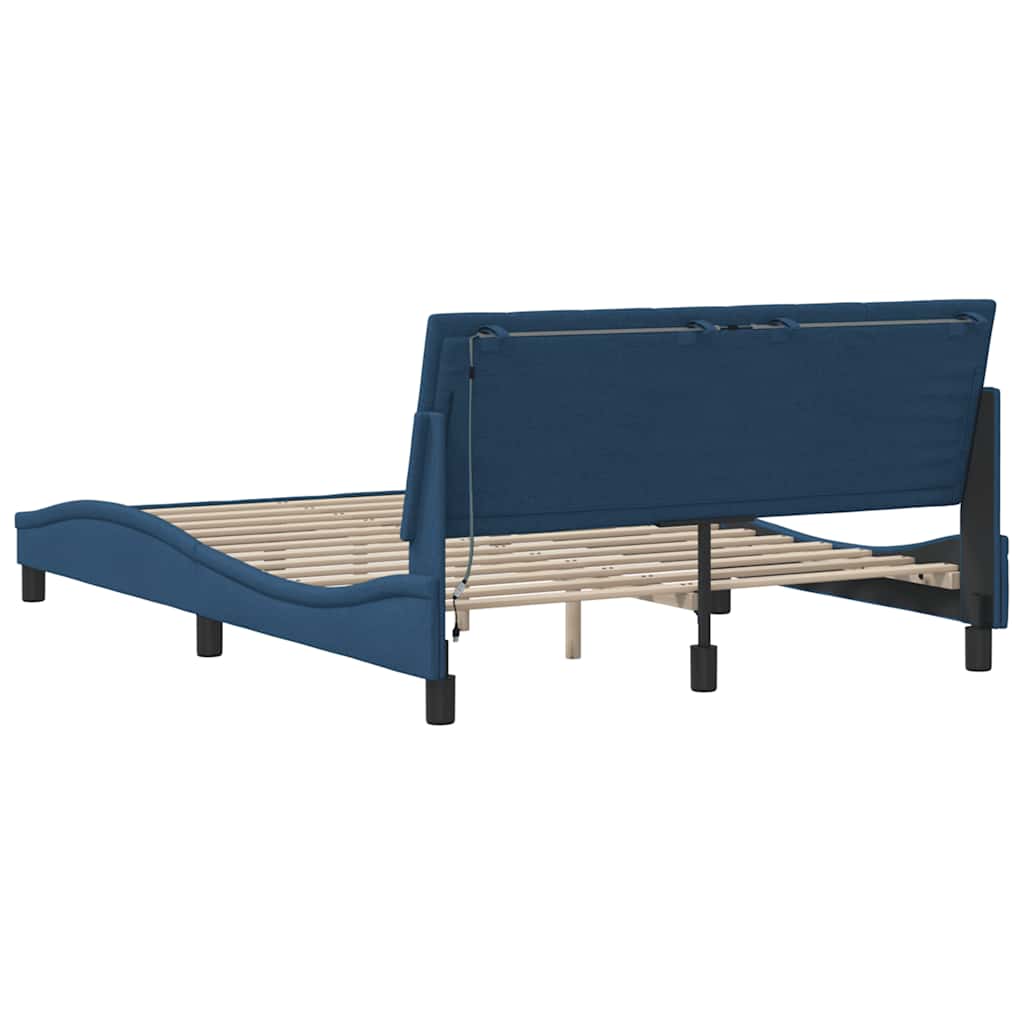 Bedframe zonder matras "Hanko" stof blauw 140x200 cm is nu te koop bij PeponiXL, paradijselijk wonen!