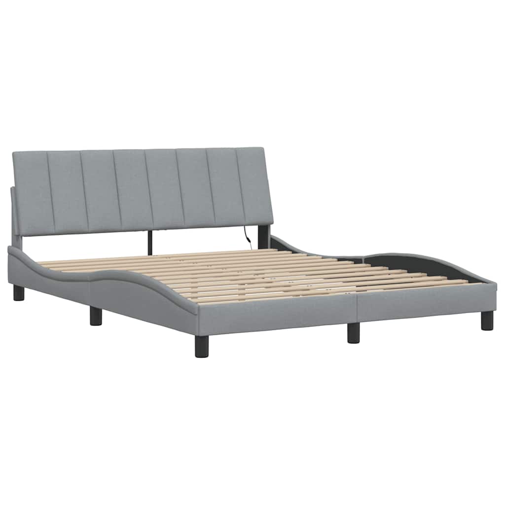 Bedframe zonder matras "Hanko" stof lichtgrijs 160x200 cm is nu te koop bij PeponiXL, paradijselijk wonen!
