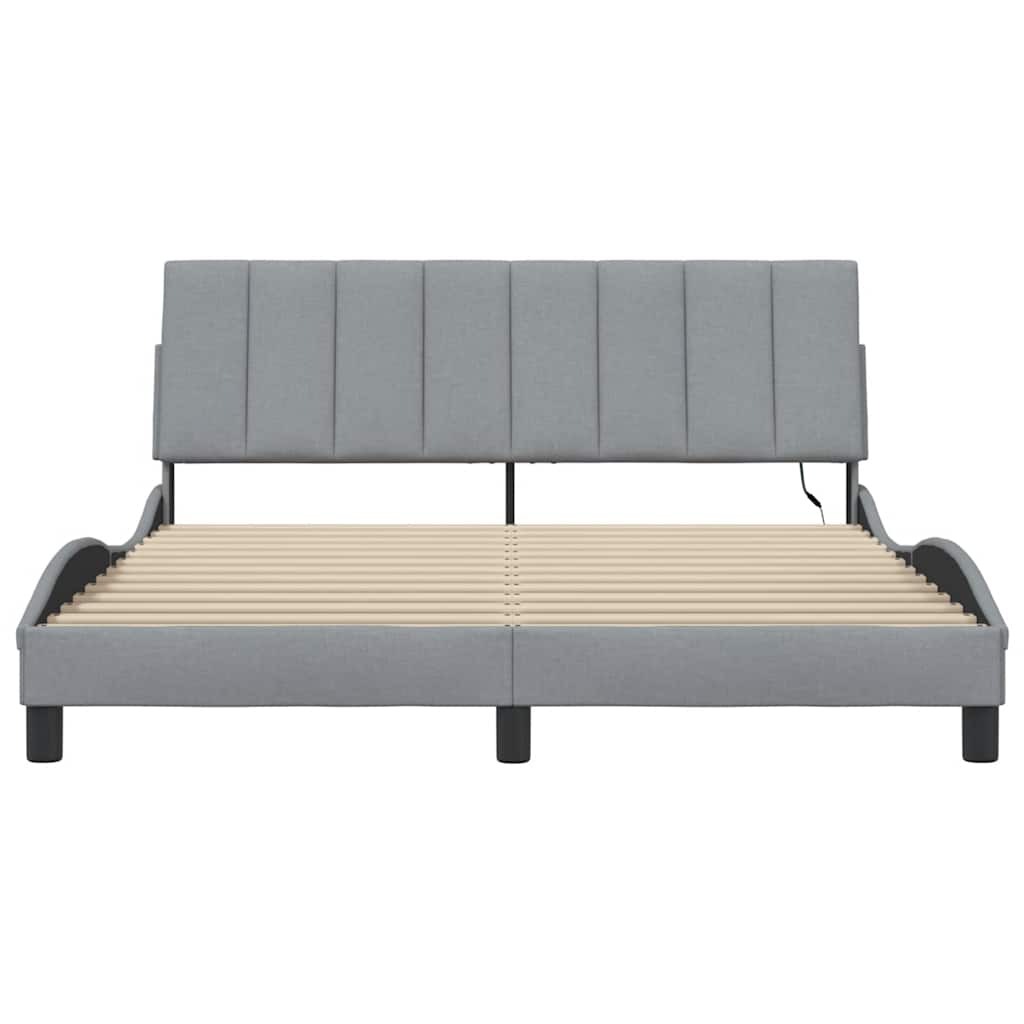 Bedframe zonder matras "Hanko" stof lichtgrijs 160x200 cm is nu te koop bij PeponiXL, paradijselijk wonen!